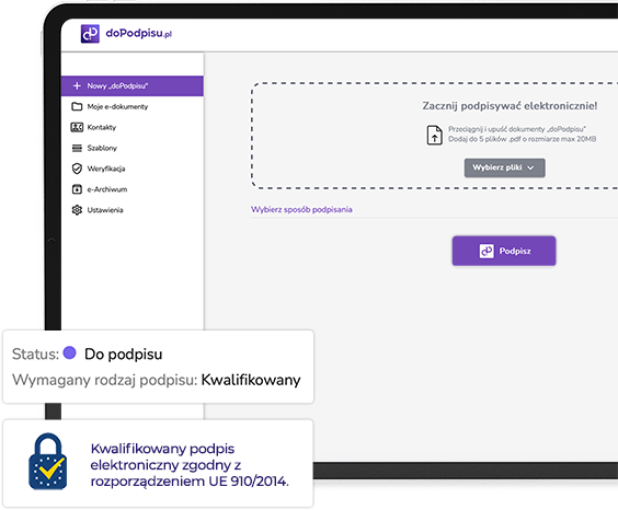 Platforma do podpisywania online Kwalifikowany podpis jednorazowy doPodpisu.pl 1