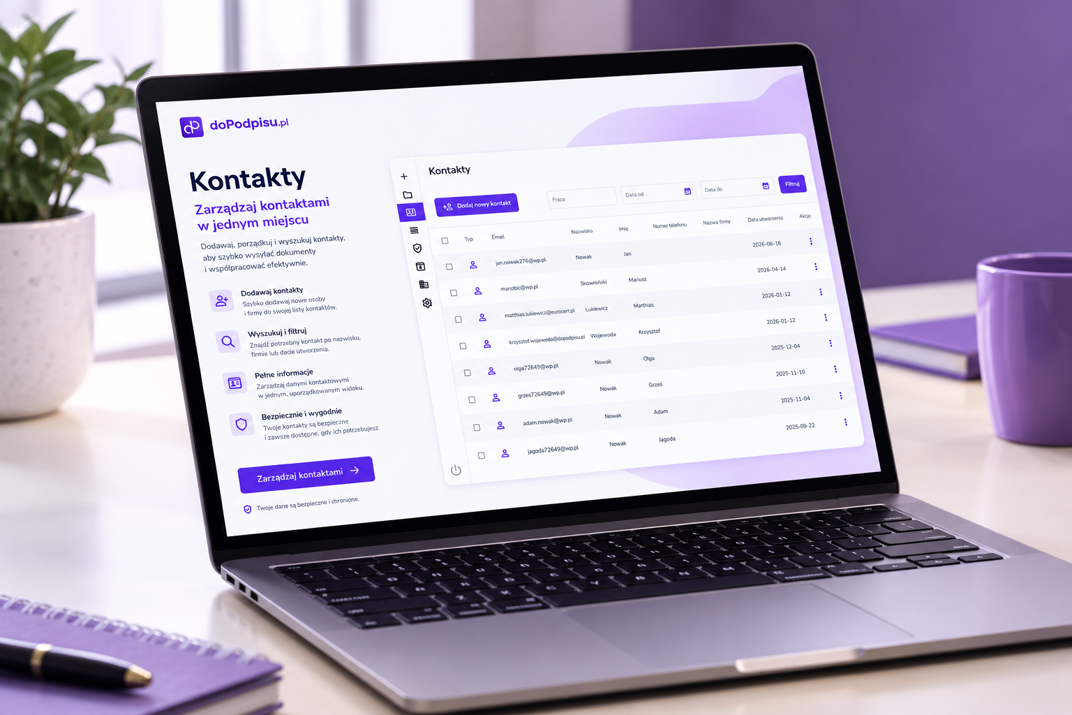 kontakty laptop dp